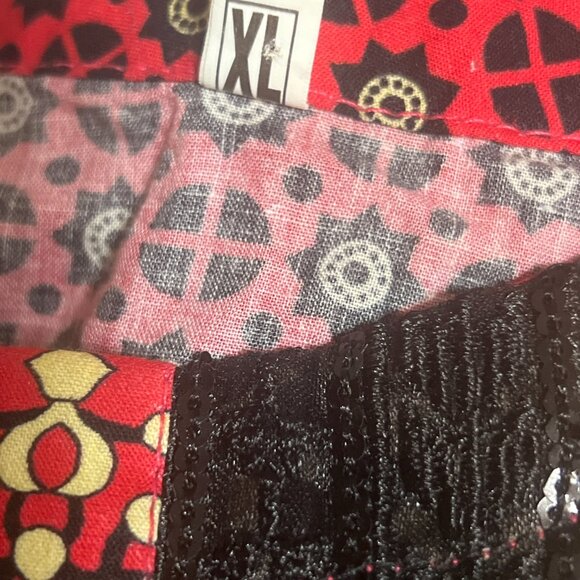 Red & Black Printed Long Tunic Kurti Top with Sequins Size XL - Picture 3 of 3